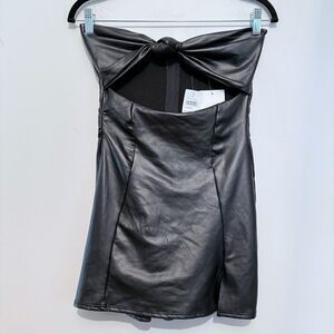 Windsor Black Pleather Bow Cut Out Romper Mini Dress Grunge Goth Club Emo Party